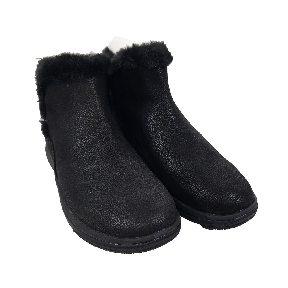 Clarks Womens 7M Breeze Fur Ankle Bootie Black Faux Fur Lined NWB